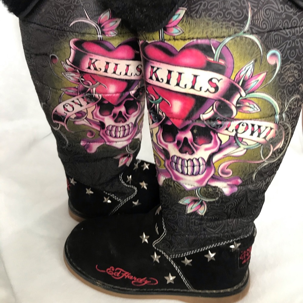 Authentic Ed Hardy Love Kills Slowly Boots
